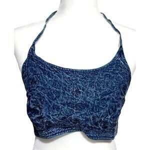Halter Top Womens Size XL Embroidered Chambray Denim L.S.I.